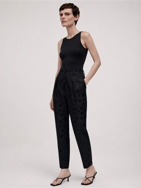 ▪️CO Collection Black Abstract Jacquard High Rise Tapered Pants M